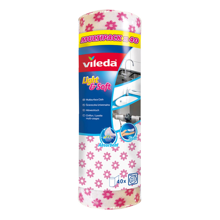 Vileda Light & Soft Cloths Roll - 40pcs - Absorbent and Solid