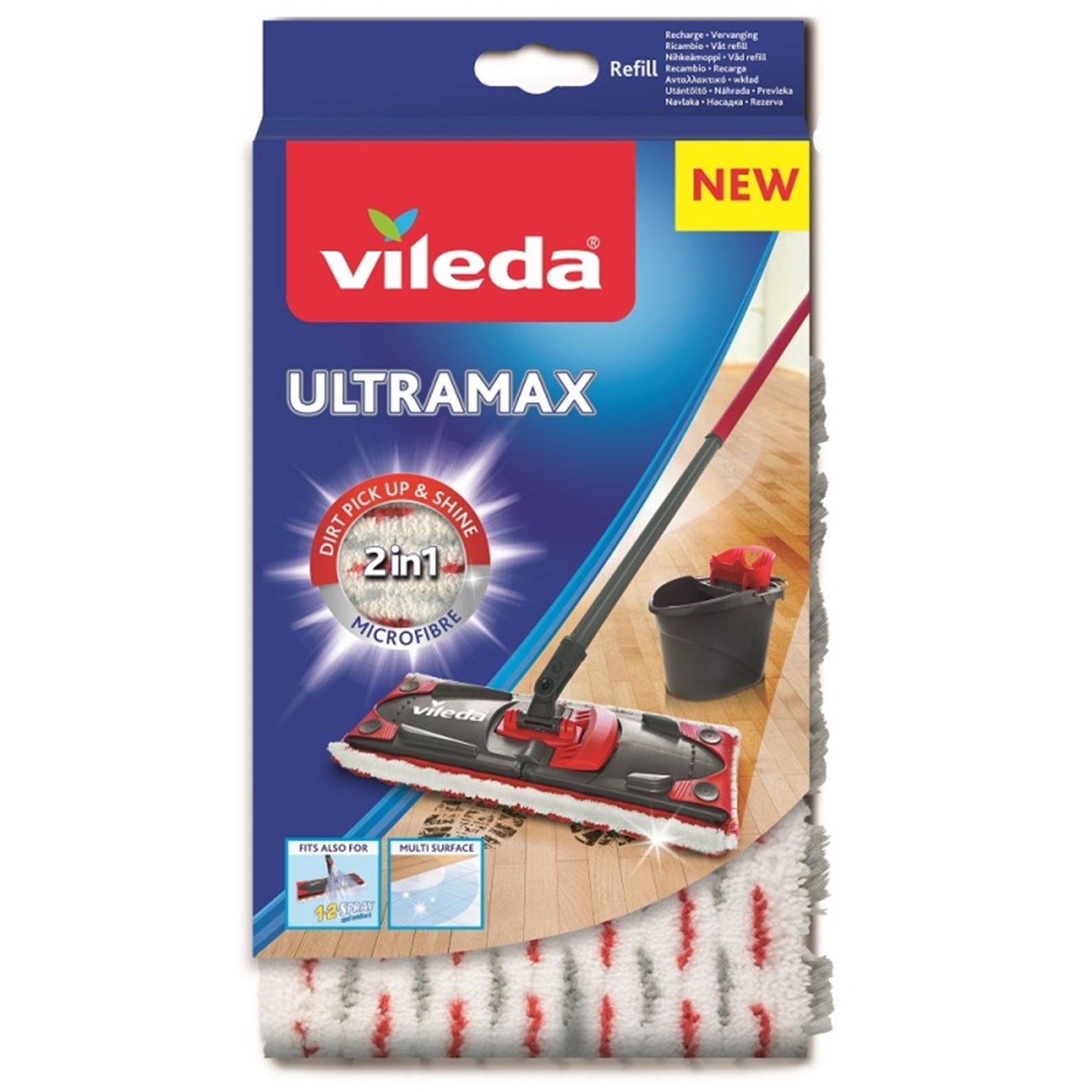 Vileda Ultramax - Balai plat manche télescopique édition Micro et