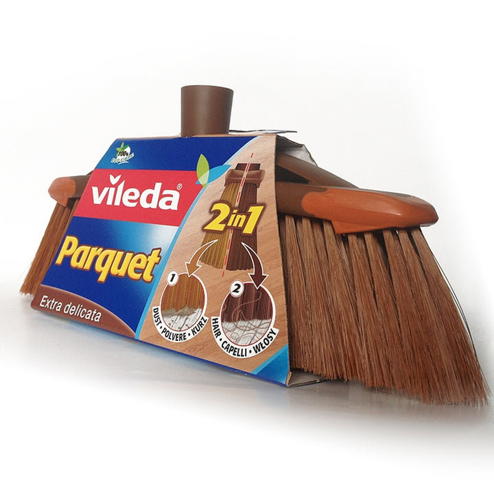 Vileda Brush with two different bristle sizes - one kind to sweep hair and fluff and second to sweep dust