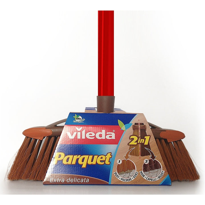 Vileda Brush with two different bristle sizes - one kind to sweep hair and fluff and second to sweep dust