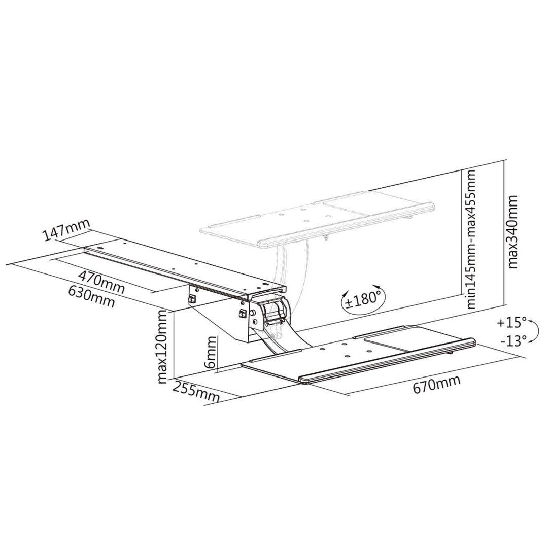 Maclean Brackets MC-795 Toetsenbord en muis Bureauhouder Montagebeugel Polssteun Ergonomisch