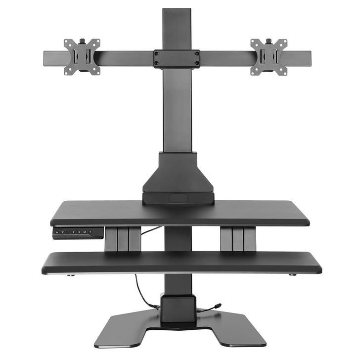 Doppelter Monitorhalter + Tastaturablage, PC-Halterung, elektrische Verstellung