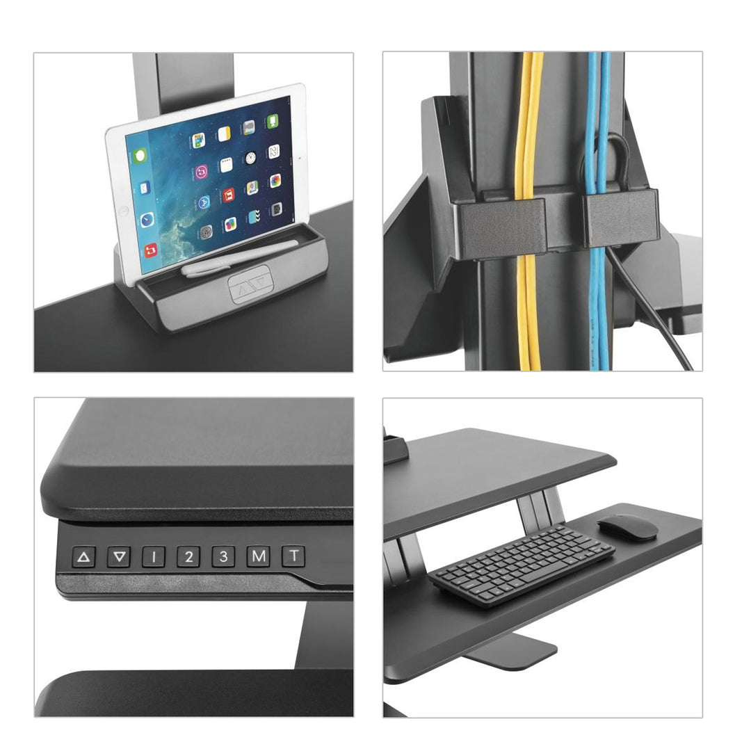 Double monitor holder + Keyboard Shelf PC Bracket Electric Adjustment