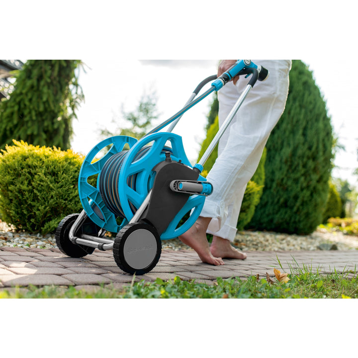 Schlauchwagen 1/2 " Rollwagen Garten Lagerräder 60m Verstellbare Grifflänge