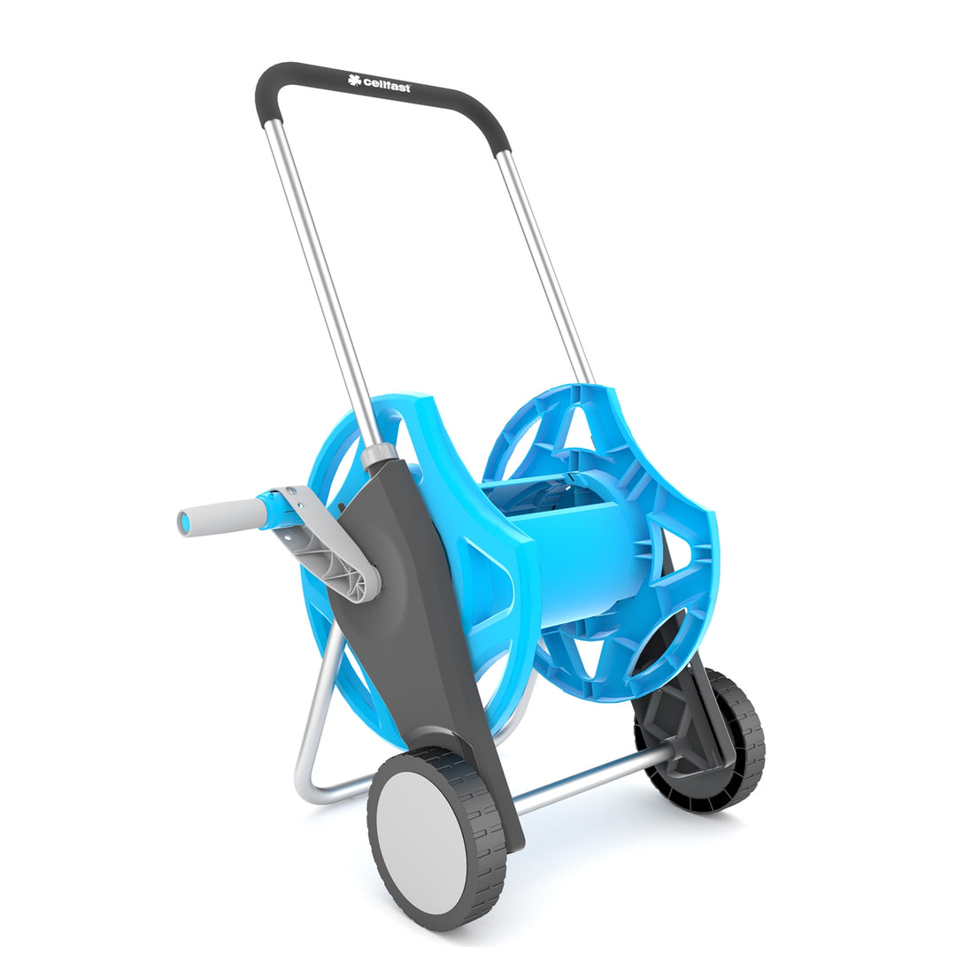 Schlauchwagen 1/2 " Rollwagen Garten Lagerräder 60m Verstellbare Grifflänge