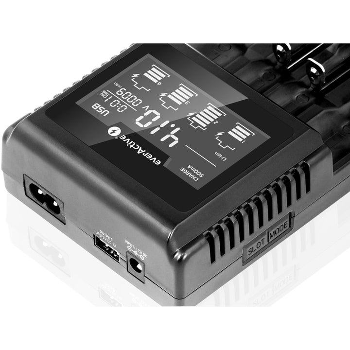 Charger for cylindrical Li-ion and Ni-MH everActive UC-4000 rechargeable batteries