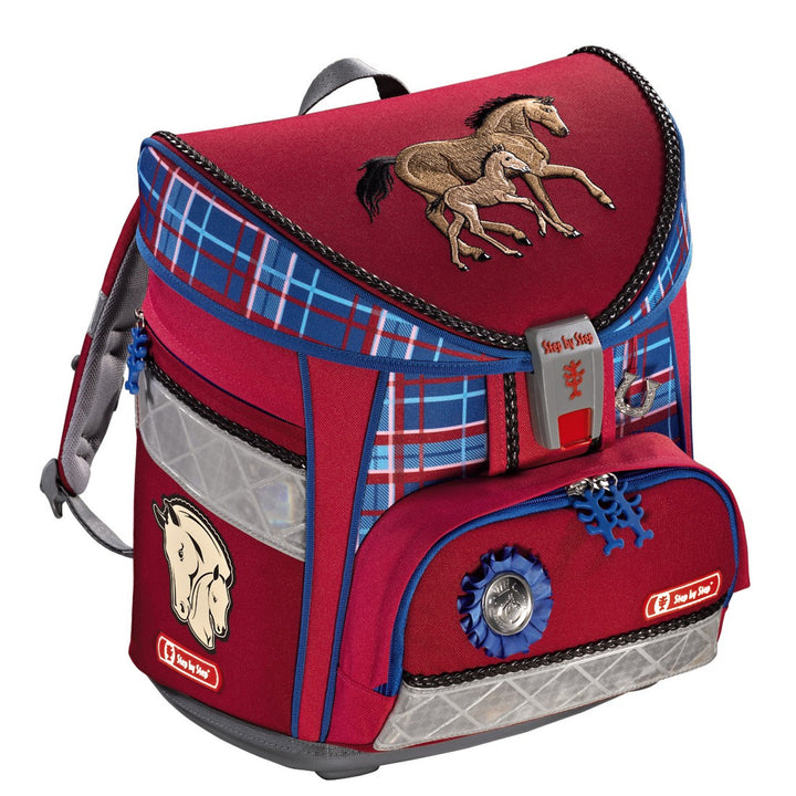 School Backpack Lightweight Kids AGR Certificate Rucksack Red Horse Satchel Reflective