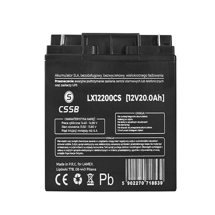 Batteria gel LX12200 12V 20Ah Dimensioni: 74 x 164 x 178 mm