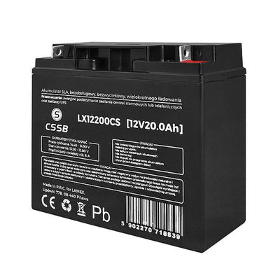 Gel batterij LX12200 12V 20Ah Afmetingen: 74 x 164 x 178 mm