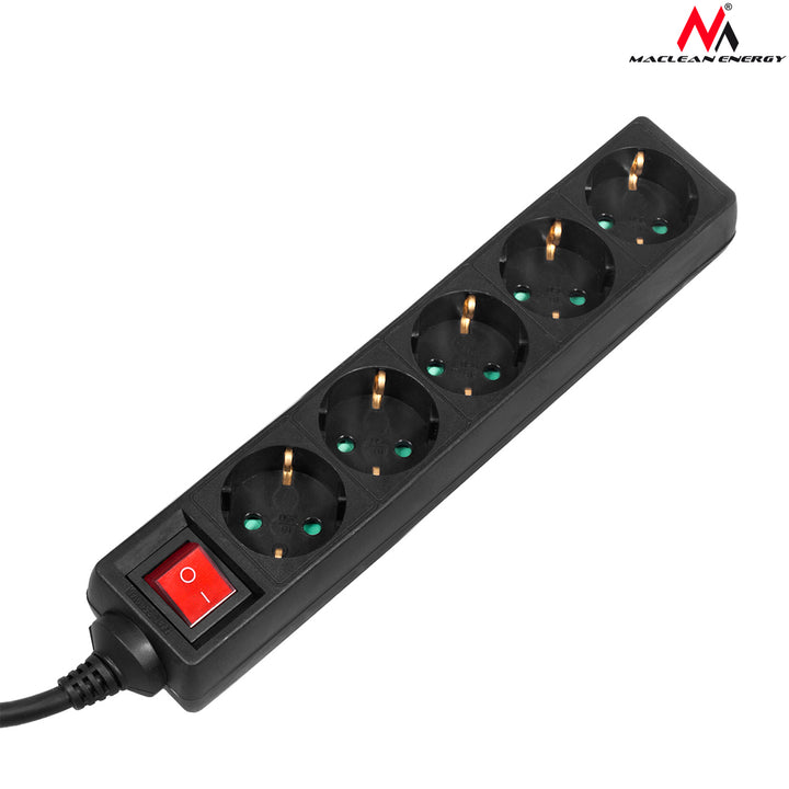 Maclean MCE226G Socket Strip con Switch Multiple Sockets Plug Child Protection Schuko 3500W (5x 1,4m)