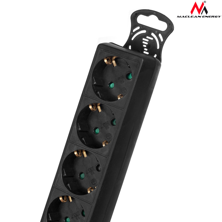 Maclean MCE226G Socket Strip con interruptor Multi Sockets Plug Strip Protección infantil Schuko 3500W longitud 1.4m