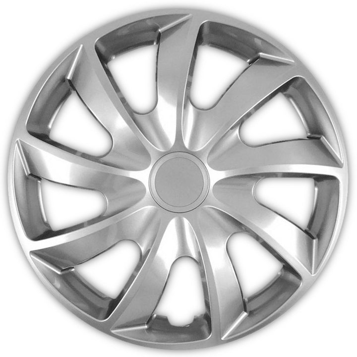 15 " quad hubcaps - resistant, silver, push in, 4 pieces