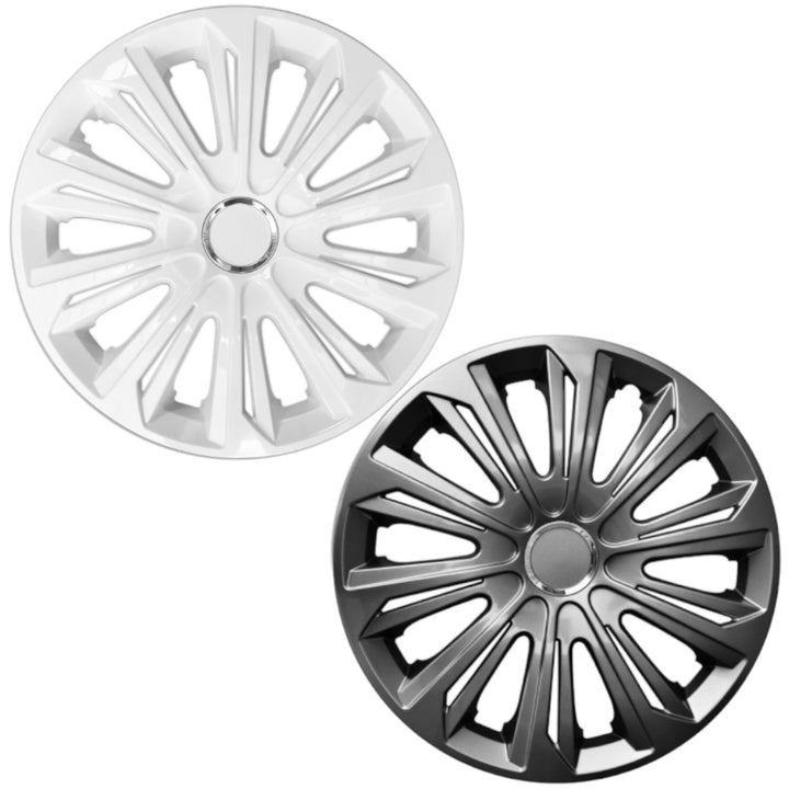 Hubcaps 14 "STRONG white painted varnished 4 pieces plastic