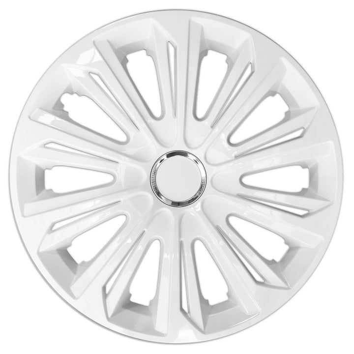 Hubcaps 14 "STRONG white painted varnished 4 pieces plastic