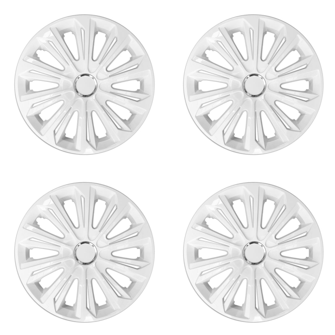 Wheel covers 15 "STRONG white painted varnished 4 pieces plastic