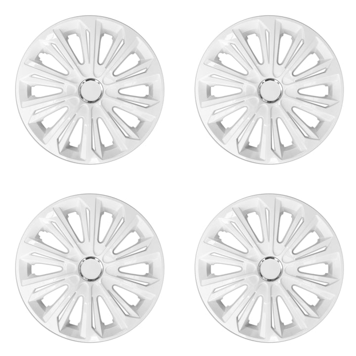 Wheel covers 15 "STRONG white painted varnished 4 pieces plastic