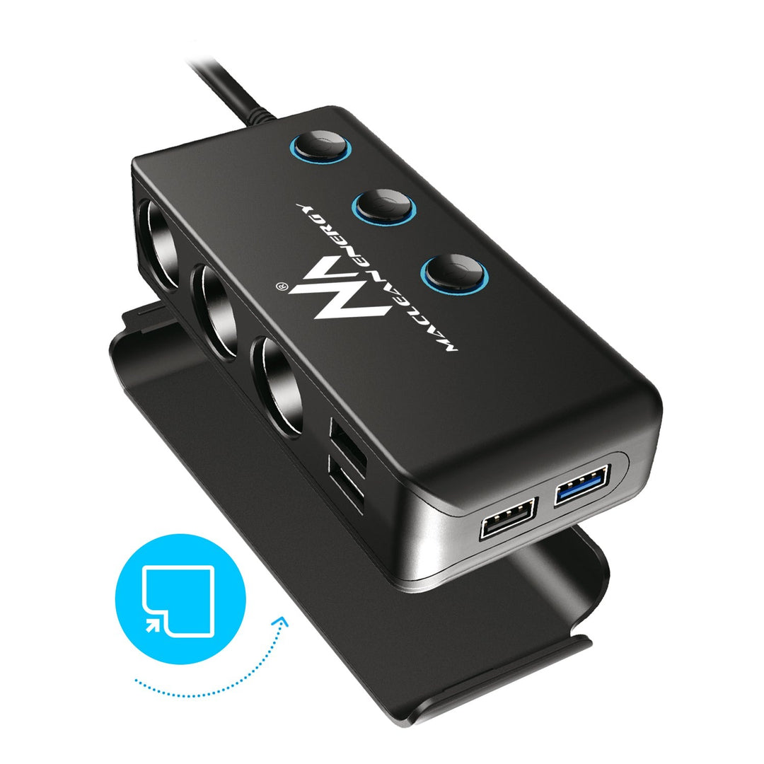 Maclean MCE218 USB-autolader - 3 auto-aansluitingen 1xQuick Charge 3.0, 3xUSB 6.8A, 1x stroomvoorziening 18W, max. 120W