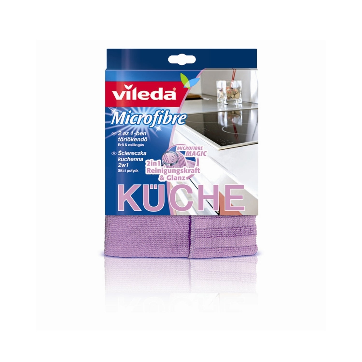 Vileda 2in1 Microfibre Cloth, Effortless Cleaning, Clean & Shine, Two ...