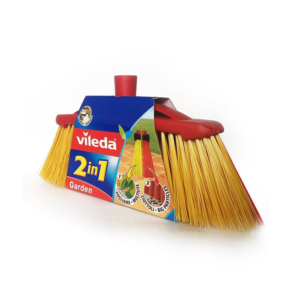 VILEDA 128763 Vileda Brush Broom 2in1 Garden Outdoor Stick Pole Sweeper Double Cleaning Terrace