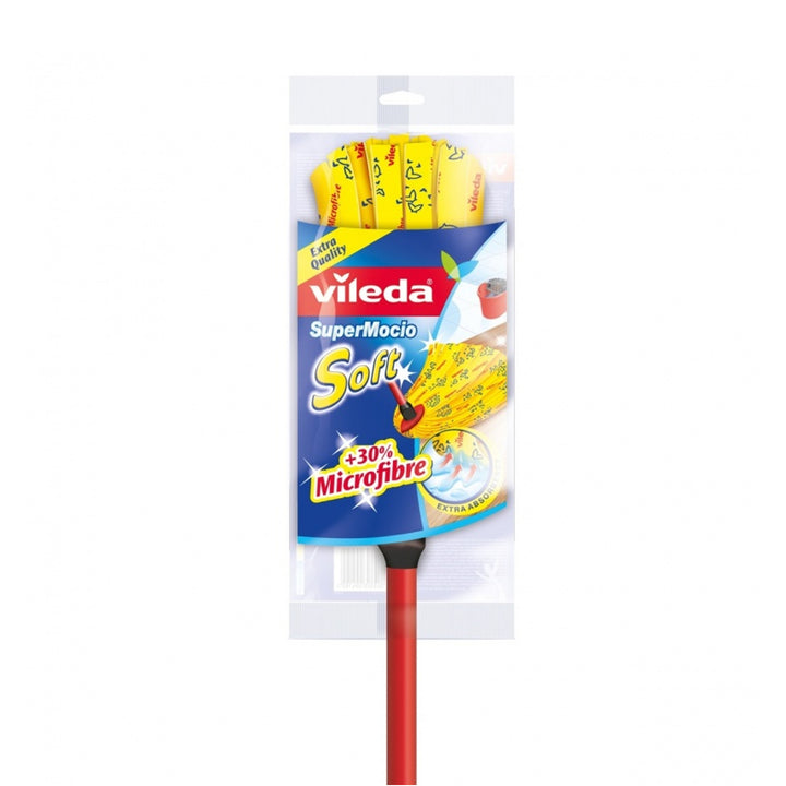 Vileda 142593 Streifen Mop SuperMocio Soft mit Pole, Super Absorbens