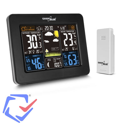 GreenBlue GB 523 Weerstation DCF Alarm Display Indoor Outdoor Sensor Temperatuurvochtigheid