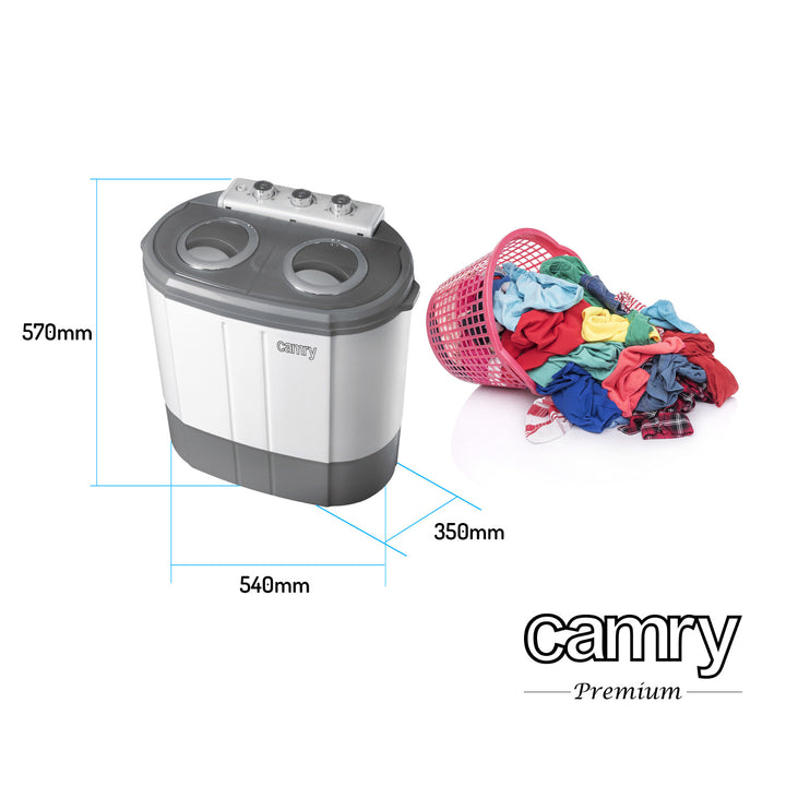 Camry CR 8052 Tragbare Schleuderwaschmaschine 3 kg mit zwei separaten Kammern