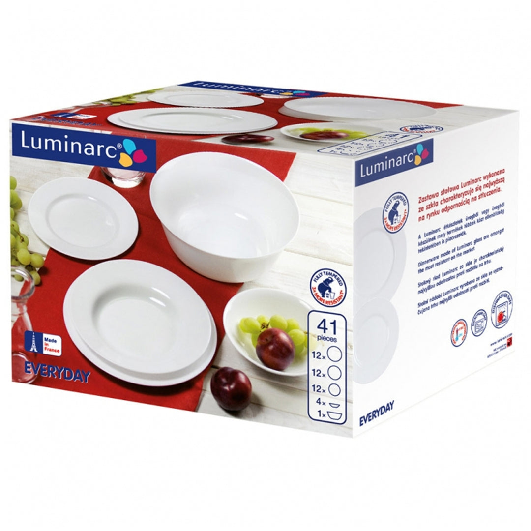 Luminarc Every Day service de table 41 pièces pour 12 personnes Verre Dur Blanc