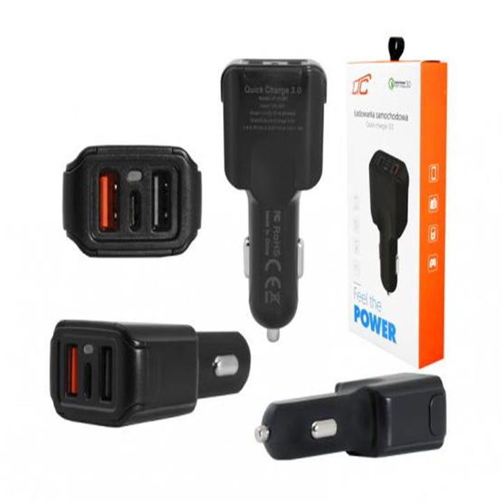 Chargeur de voiture 2xUSB + USB-C LTC Quick Charger 3.0