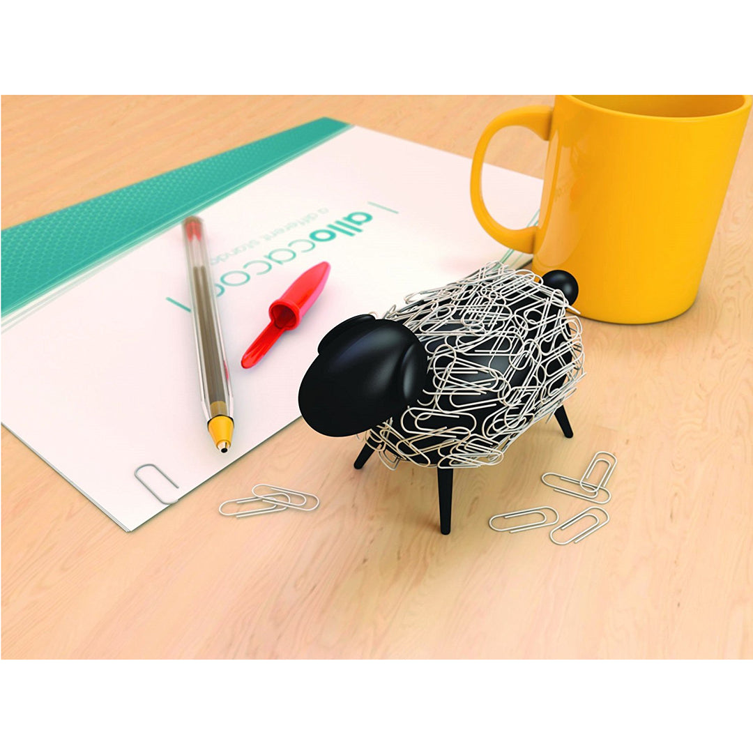 Allocacoc DH0028 Magnetic Sheep Magnetic Paper Clip Stand Organizer + 30 PCS White Paper Clips Office