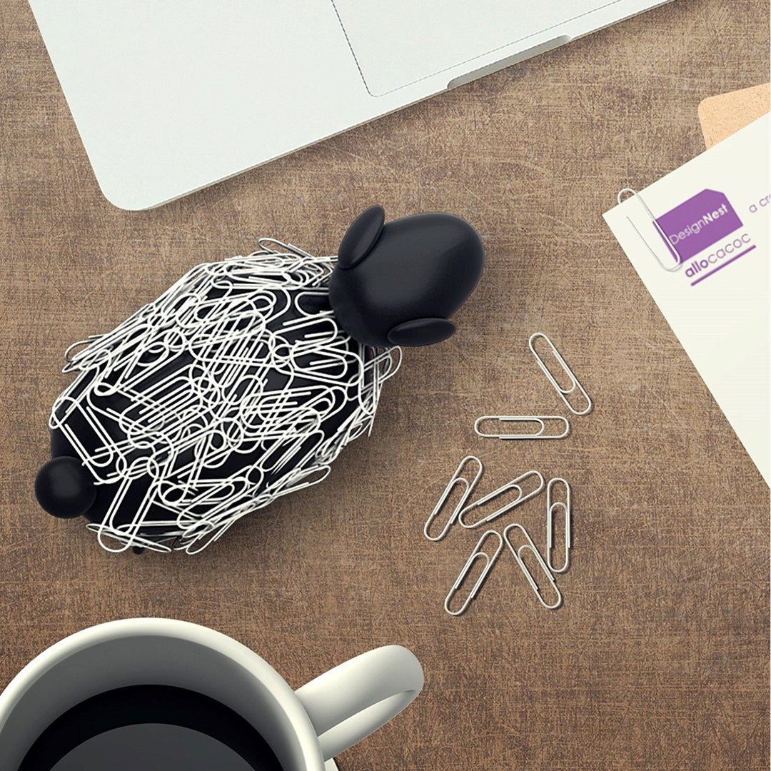 Allocacoc DH0028 Magnetic Sheep Magnetic Paper Clip Stand Organizer + 30 PCS White Paper Clips Office