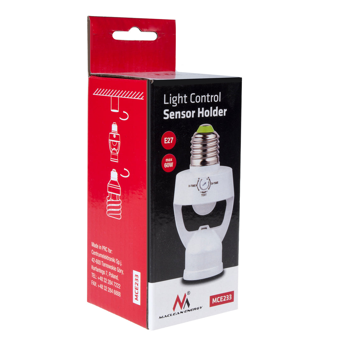 Bulb Holder with Motion and Twilight sensor E27 Socket Adapter Detection Range 360 ° Automatic Lighting