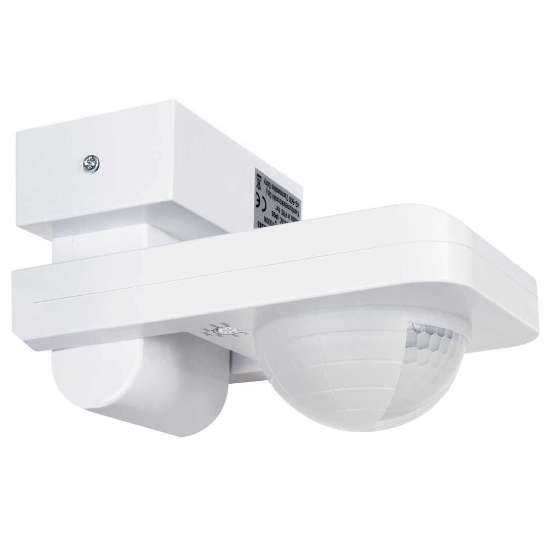 Maclean MCE243 W Sensor de Movimiento por Infrarrojos y Crepuscular, Rango de Detección de 360° hasta 20 m, Protección IP65 Contra Agua y Polvo, Máx. 2000W, Infrarrojo PIR, Interior y Exterior