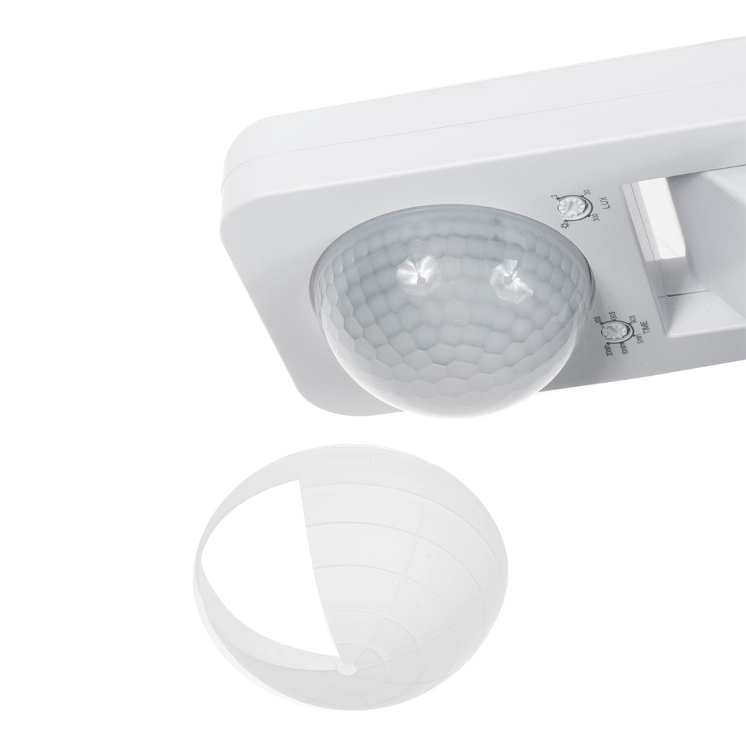 Maclean MCE243 W Sensor de Movimiento por Infrarrojos y Crepuscular, Rango de Detección de 360° hasta 20 m, Protección IP65 Contra Agua y Polvo, Máx. 2000W, Infrarrojo PIR, Interior y Exterior