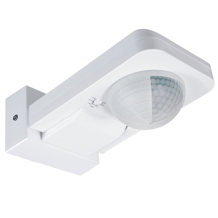 Maclean MCE243 W Sensor de Movimiento por Infrarrojos y Crepuscular, Rango de Detección de 360° hasta 20 m, Protección IP65 Contra Agua y Polvo, Máx. 2000W, Infrarrojo PIR, Interior y Exterior