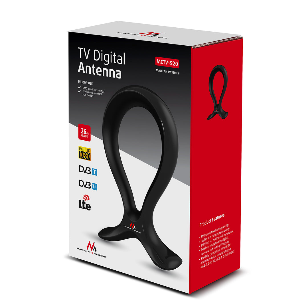 Antena de TV 2 en 1 interna + soporte para auriculares DVB-T2 HEVC  HDTV DVB-T2 DVB-T LTE 100dBμV