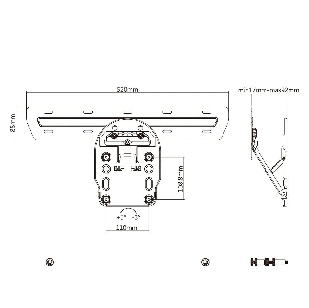 Support mural pour QLED TV Samsung Q7/Q8/Q9 49 "-65" à 50 kg Ultra Slim Maclean MC-806