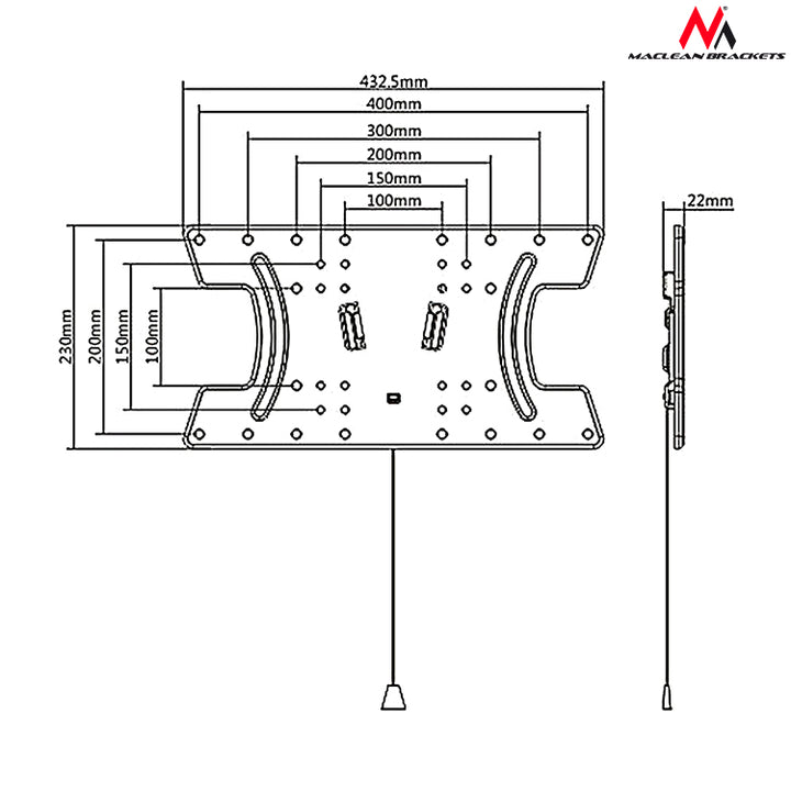 Maclean MC-809 TV Muro Bracket Universal Holder OLED QLED LCD LED 32 "-65" 30kg VESA Plasma