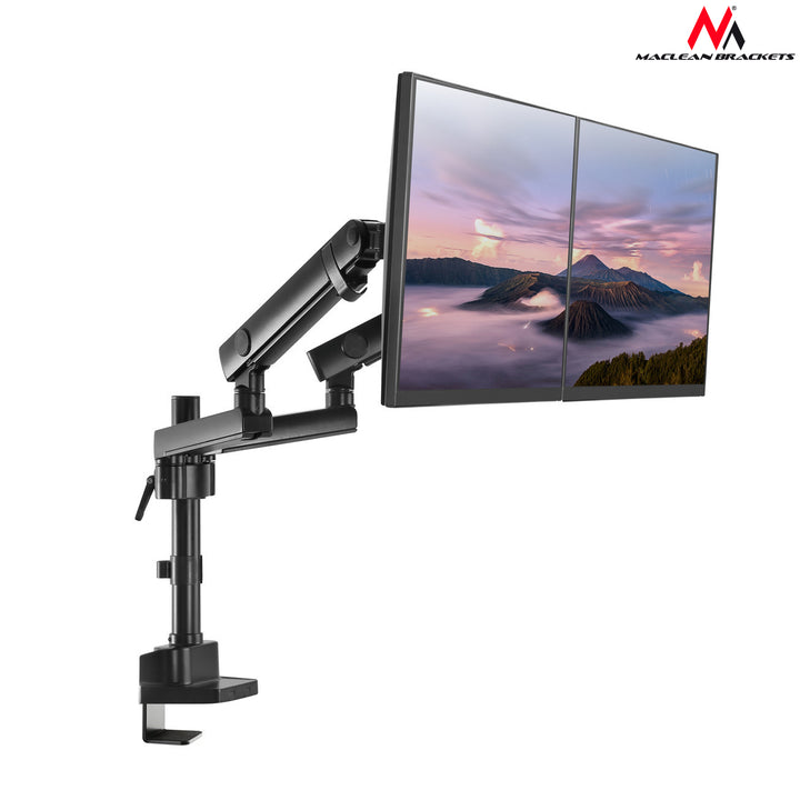 Maclean MC-812 dubbele monitorbeugel bureauhouder voor 2 LCD LED-monitoren 17'' - 32'' 8kg Vesa