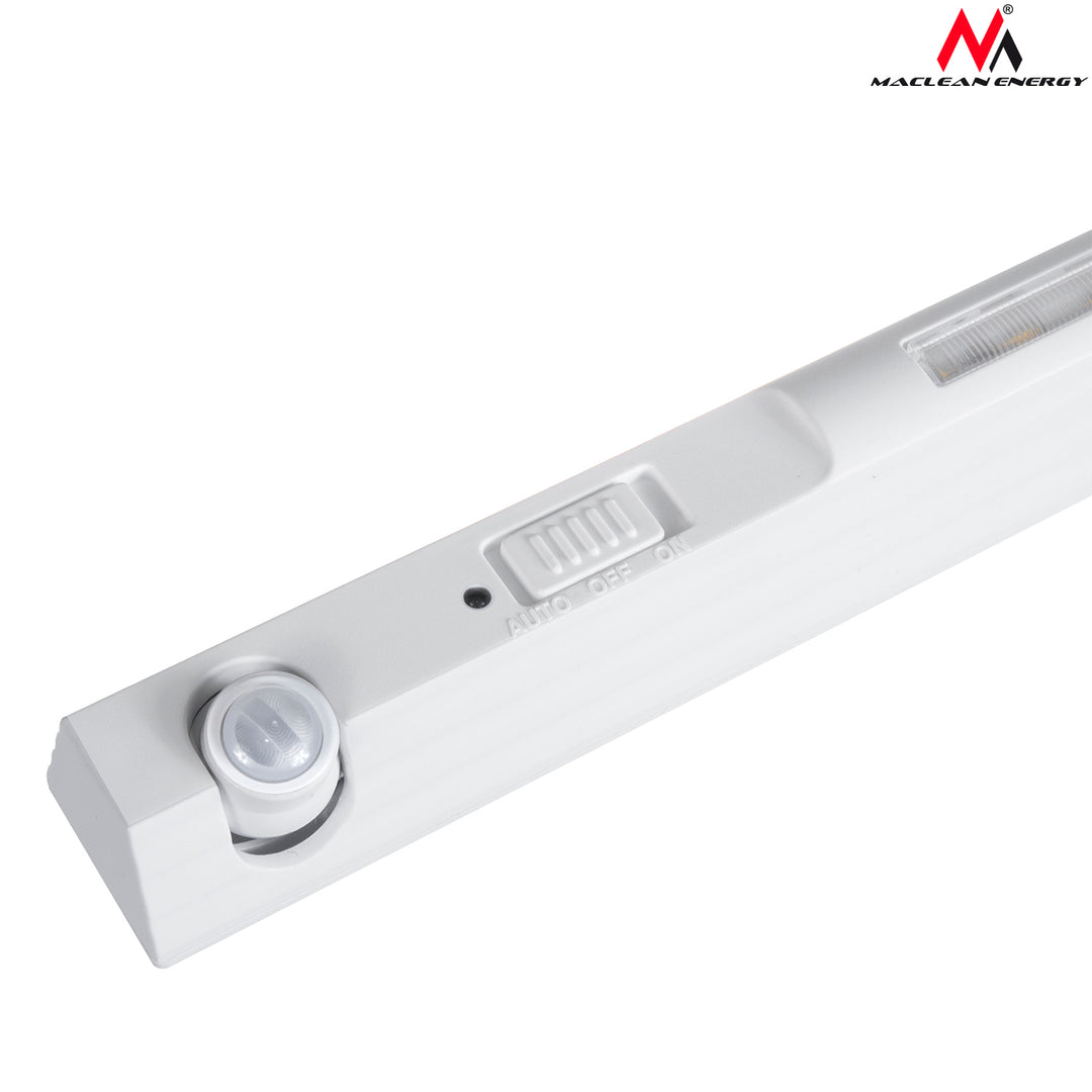 Maclean MCE235 Luz lámpara LED con detector de movimiento PIR para gabinete, cocina, dormitorio etc. cinta autoadhesiva 3M, alimentación: pilas 3xAAA (no incl.)