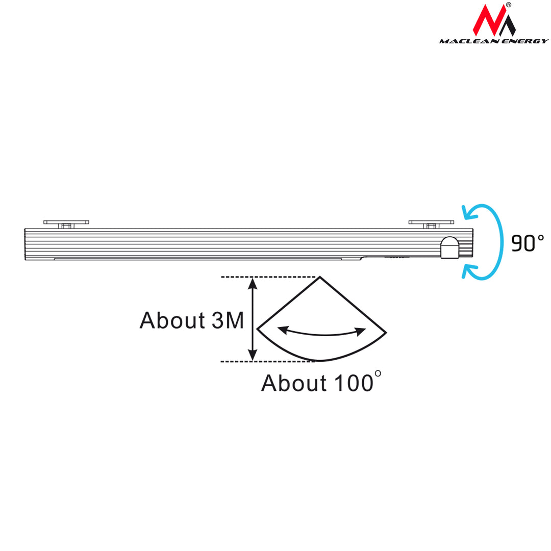 Maclean MCE235 LED-Lampe mit Bewegungssensor, Haken, Temperatur 4000 K, Reichweite 3 m, 3xAAA, EIN/AUS/AUTO2, tragbar, PIR-Sensor