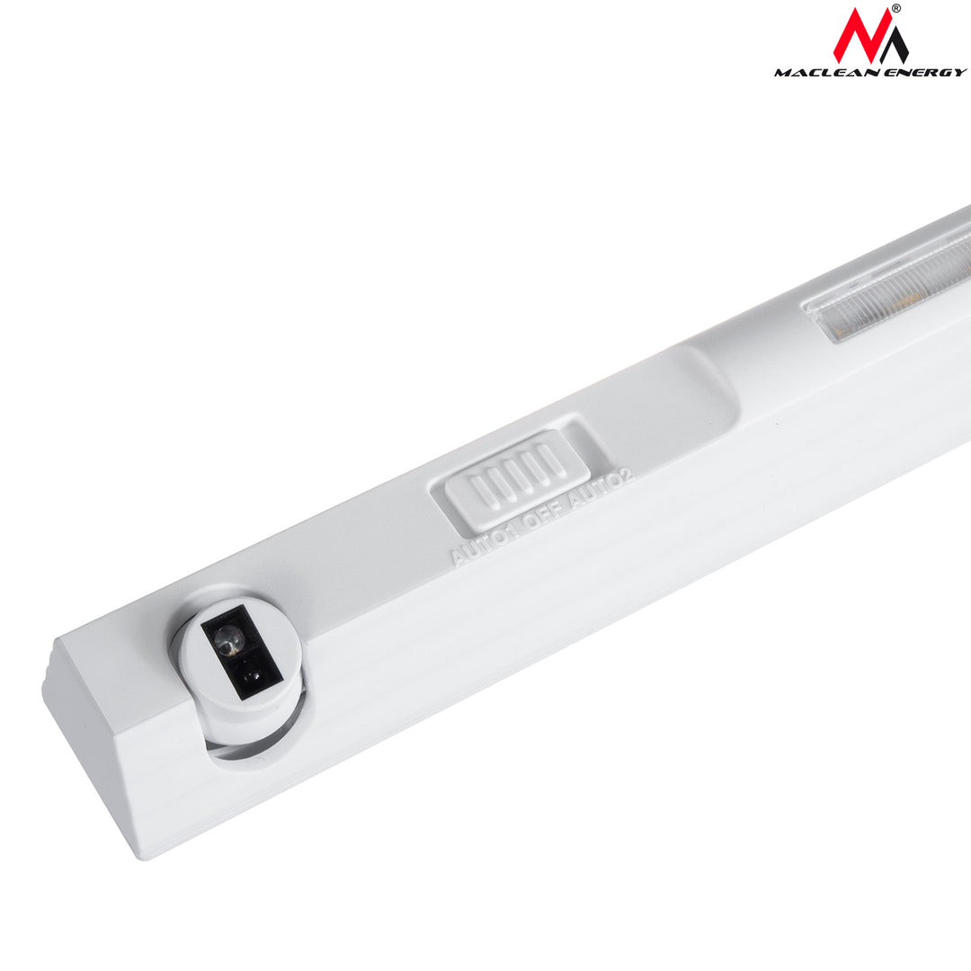 Maclean MCE234 LED-lamp met korteafstandssensor voor kast, haak, temperatuur 4000K, bereik 15cm, 3xAAA, AUTO1/OFF/AUTO2,