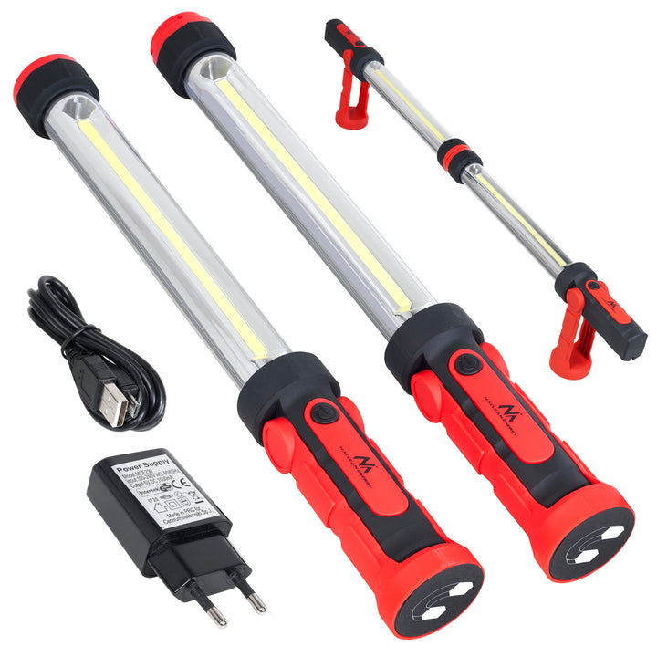 Looplamp werklamp LED XXL MCE230 Maclean Energy, 2 stuks lampen met hanger en magneet