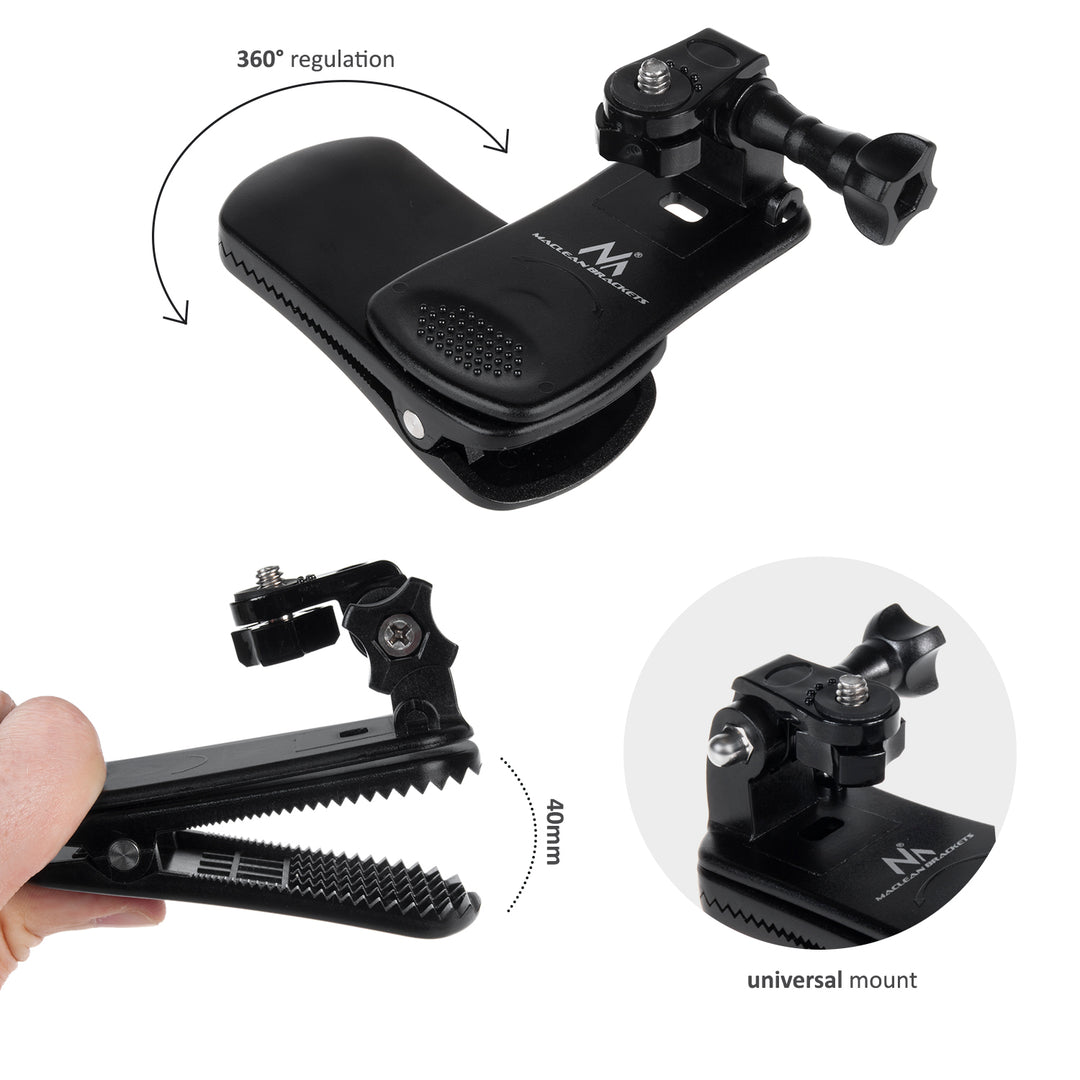 Maclean MC-820 support de clip de caméra d'action universel pour GoPro Xiaomi Ekken SJCam