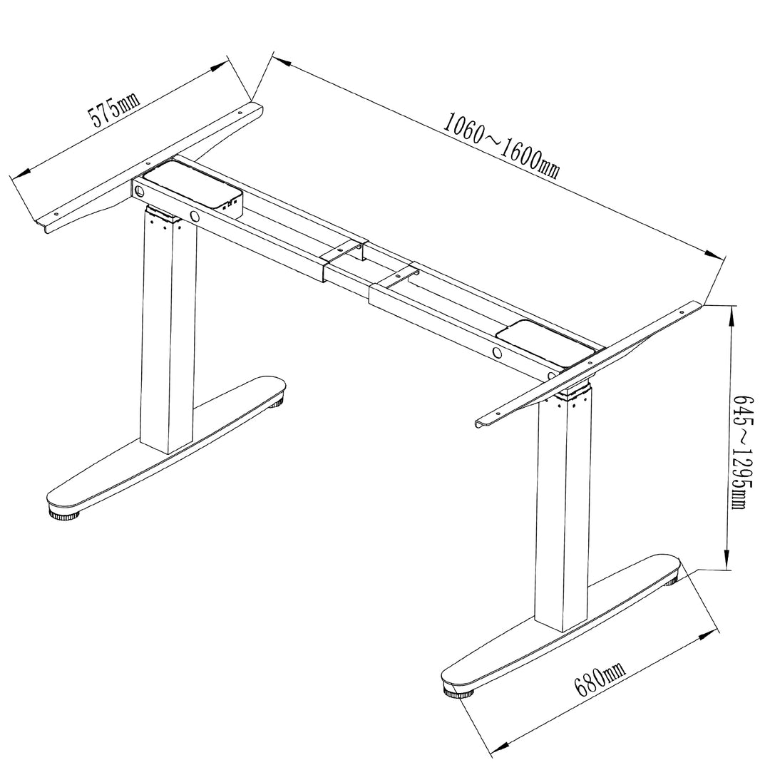 Maclean MC-830 Elektrische desk hoogte aanpassing, grijs max. 130cm 120kg-zonder bureau top