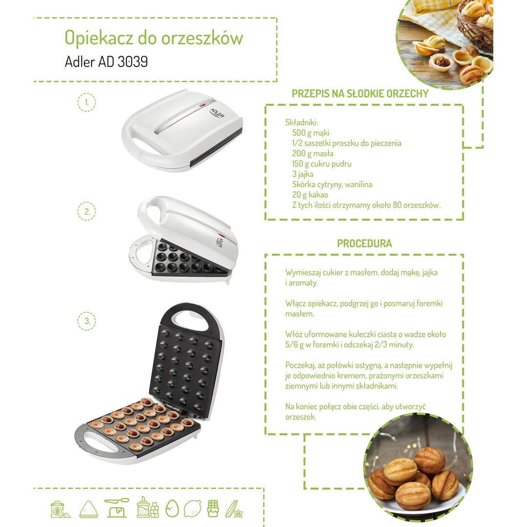 Adler AD3039 - Koekjes / noten bakker - XL - 24 stuks