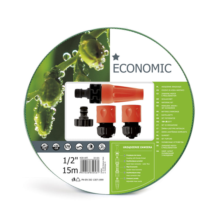 Cellfast Garden Hose Set with Sprinkler 15m 1/2'' and Quick coupler