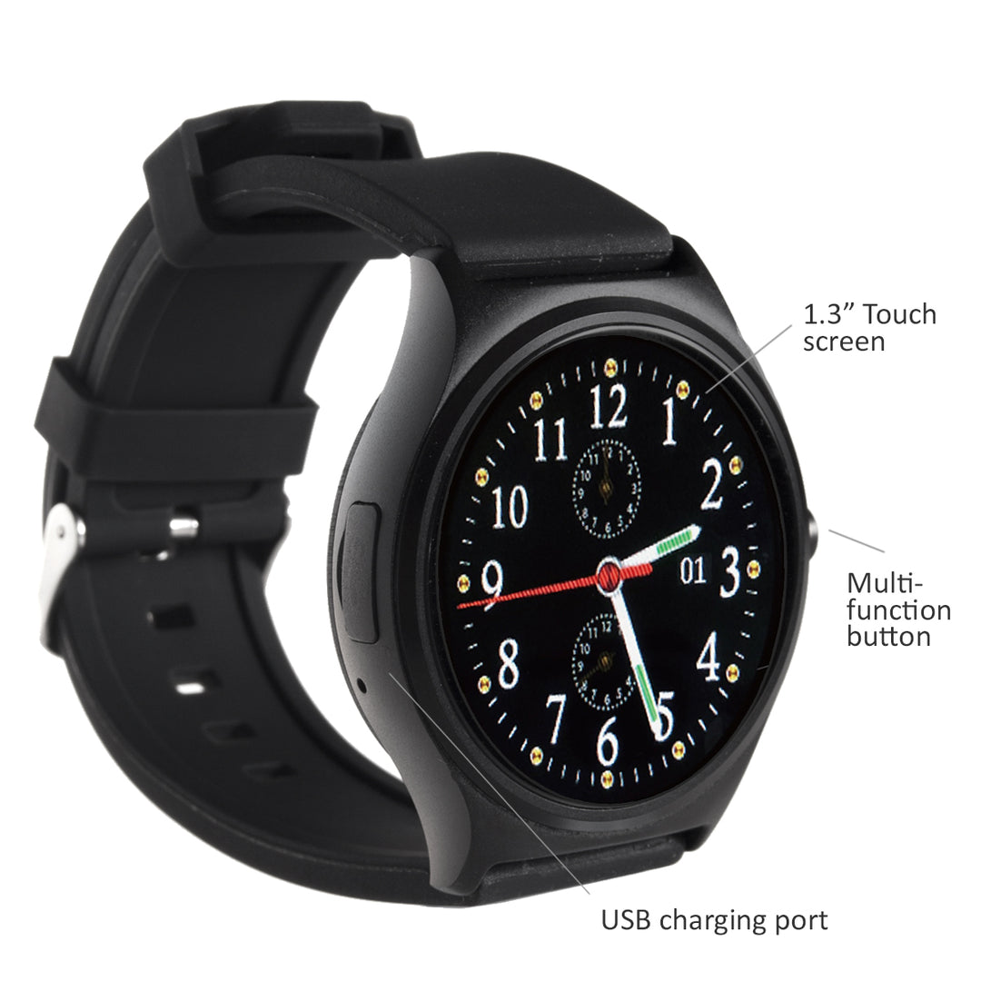 NanoRS RS100 Smartwatch Bluetooth Black 32Mb RAM ROM Memory Heart Rate Pedometer Alarm SMS