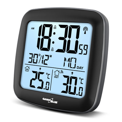 GreenBlue BG542 Home Wireless Weather Station con Outdoor Sensor, DCF Time Control, Temperatura Trend, Indoor / Outdoor Temperatura,
