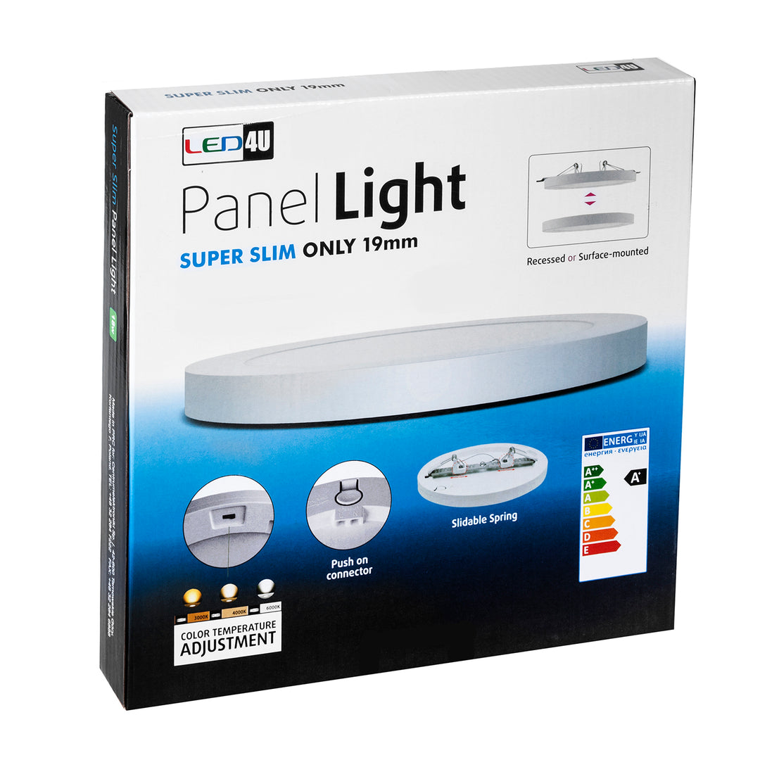 Led4U LD141 Panneau de plafond LED 7 en 1, surface dissimulée, ultra fin, 24 W, 3 couleurs (WW, NW, CW), alimentation intégrée pour micro-ondes