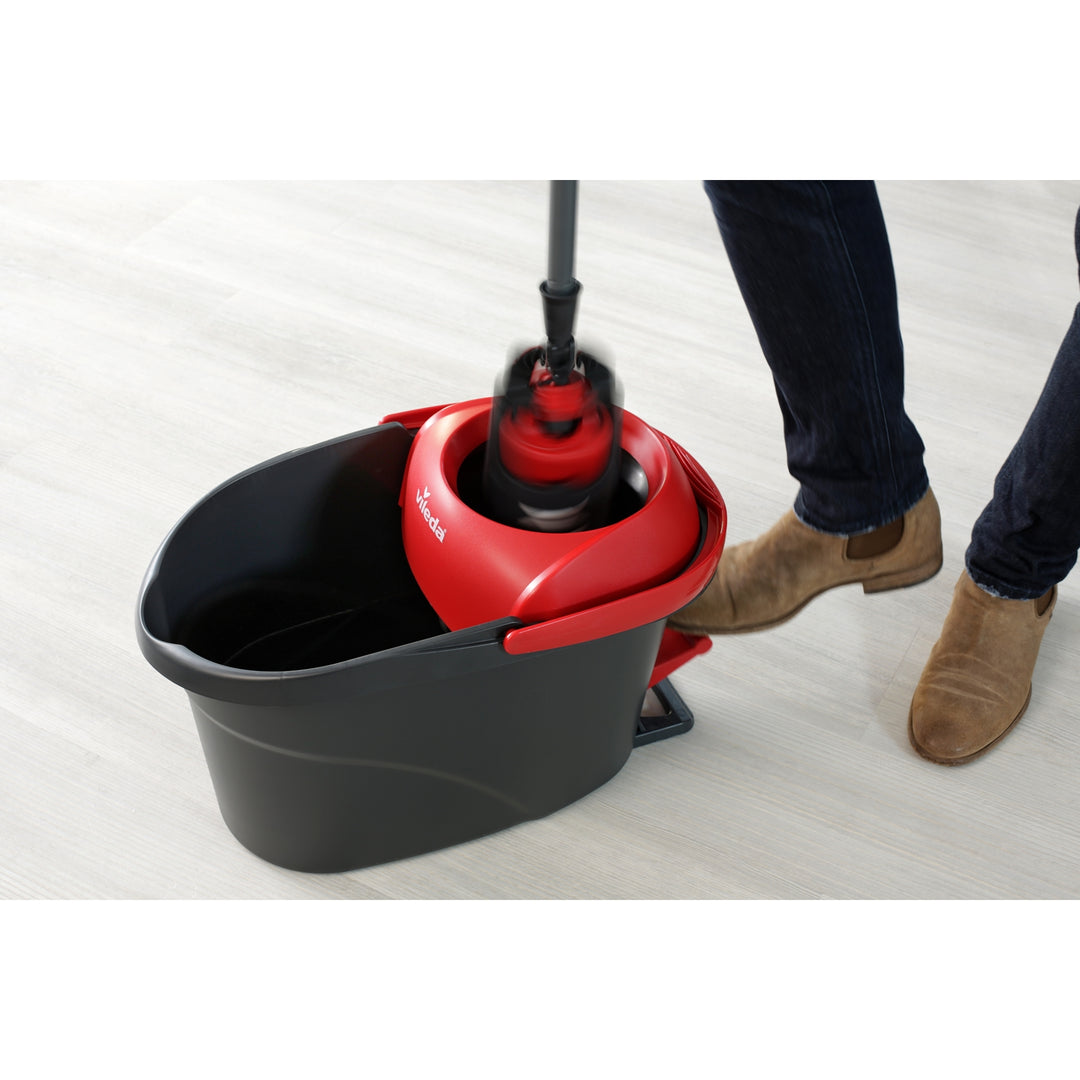 Vileda 163427 Vileda Ultramax Turbo XL Set Flat Mop Bucket Handle Rotating Head Microfibre Squeeze